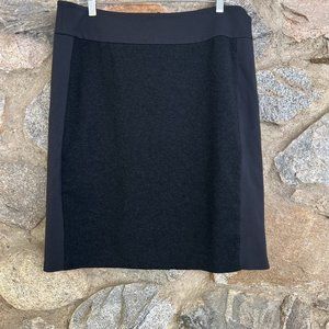 Eileen Fisher Stretch Knee Length Skirt with Grey Color Block Panel